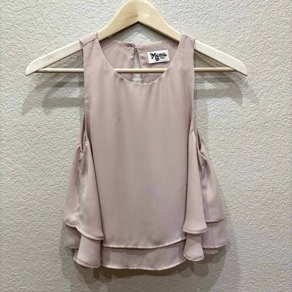 Show me Your Mumu Blush Chiffon Sleeveless Top Size Small Boho Vacation